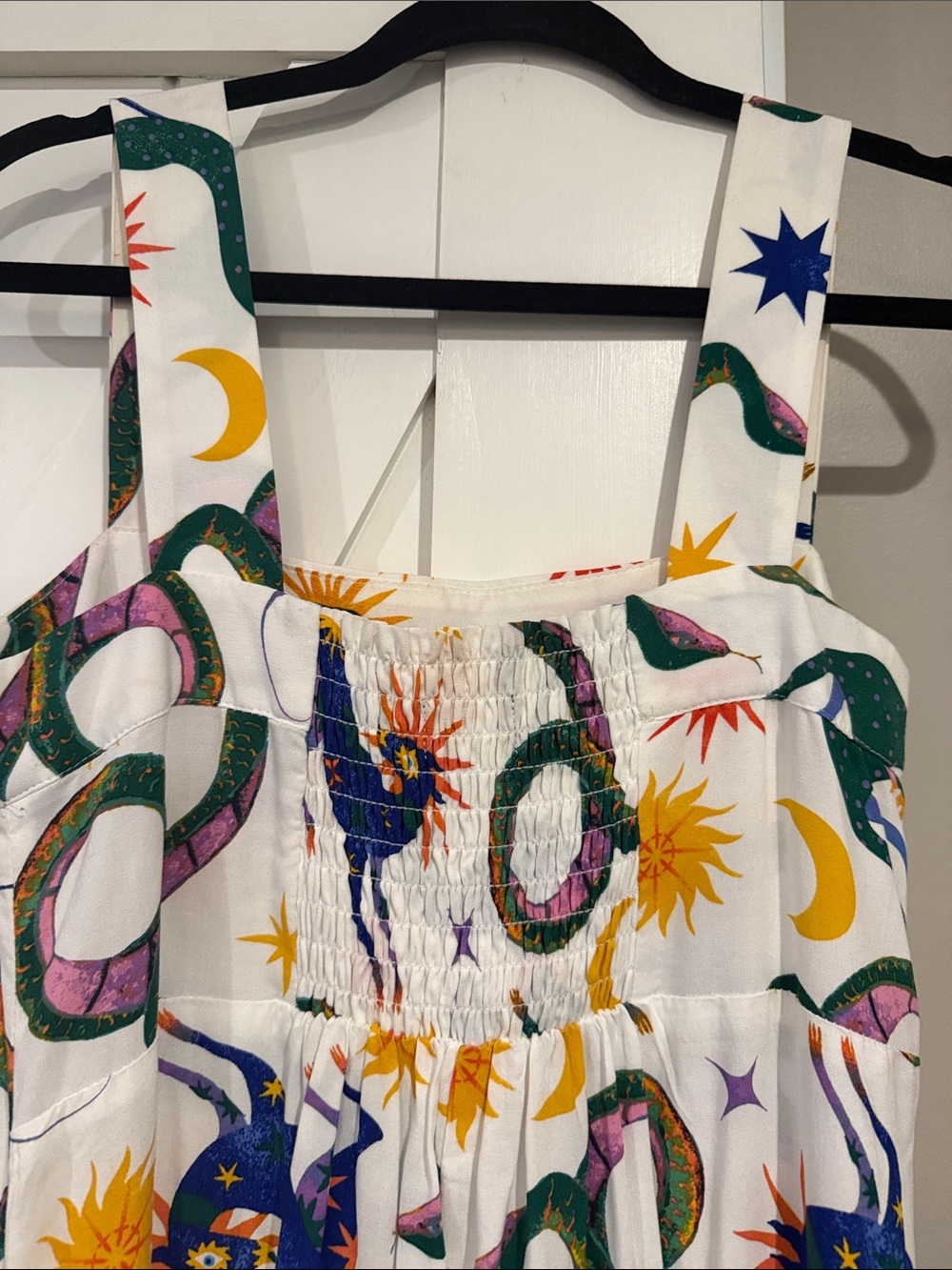 MSK White Maxi Dress with Multicolor Star & Snake Motif - Picture 7 of 7